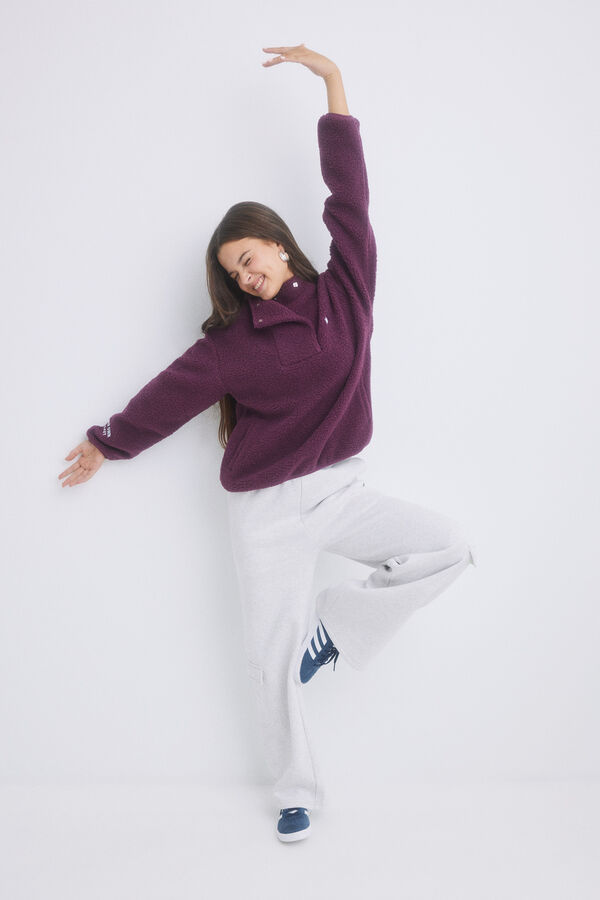 HI&BYE Sweatshirt borrego lil&aacute;s em shearling rosa