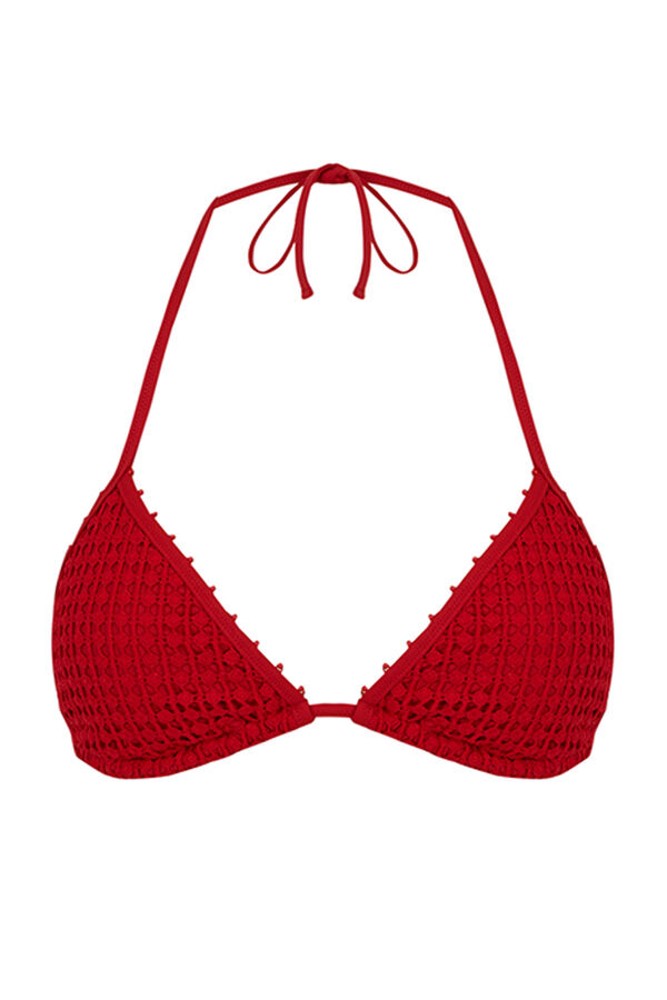 Womensecret Top biquíni triangular crochet vermelho  vermelho