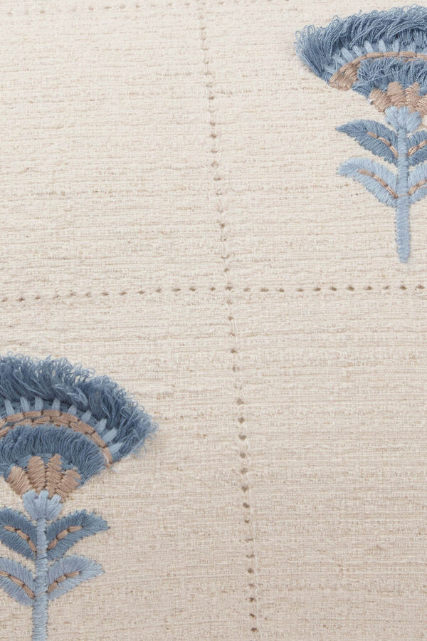 Textura Capa de almofada flor de linho de algod&atilde;o azul