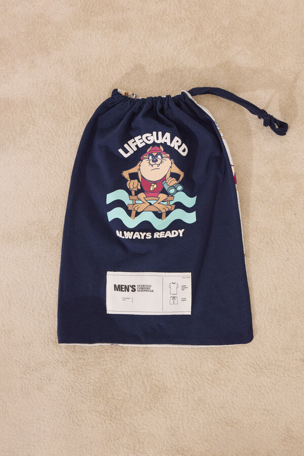 Women'secret Pijama curto azul de algod&atilde;o Taz azul