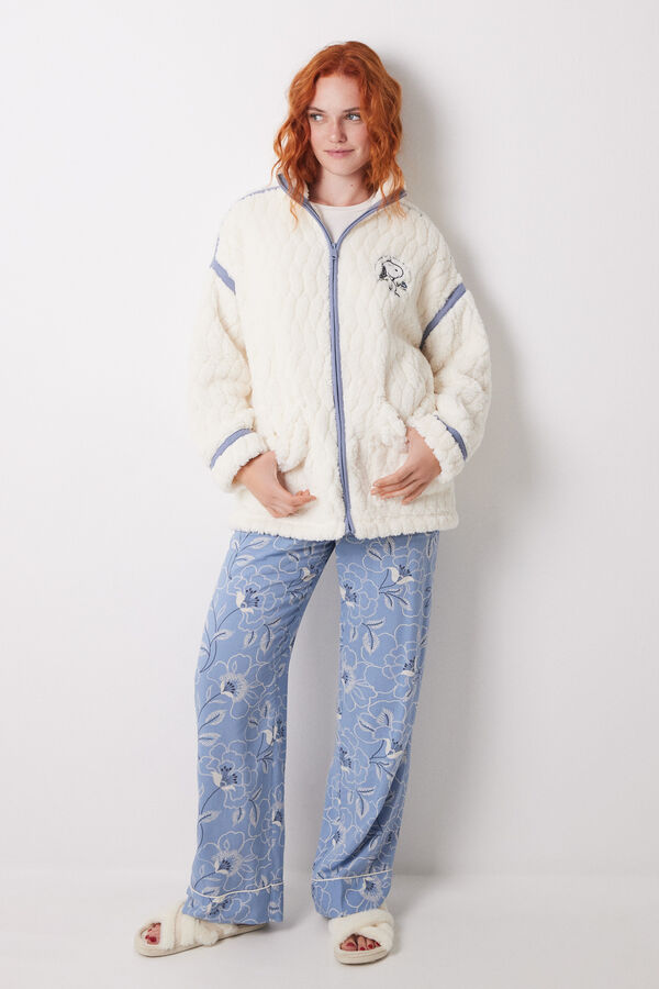 Women'secret Bata corta borreguito blanco Snoopy marfil