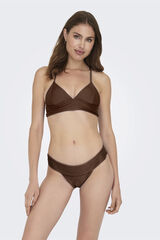 Only Cueca biquíni canelada castanho