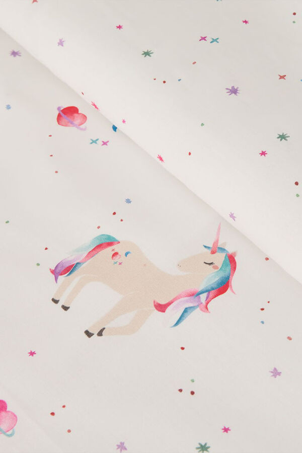 Textura Funda n&oacute;rdica algod&oacute;n unicornios blanco