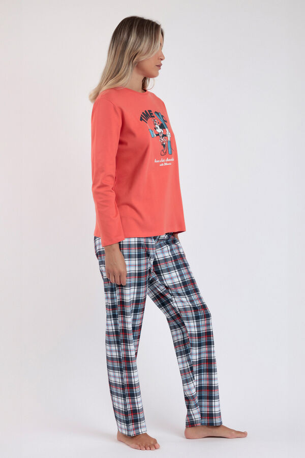 Admas Pijama largo mujer Mickey cuadros rojo