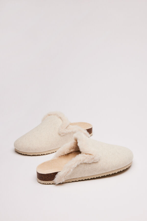 Women'secret Zapatillas casa zueco efecto pelo gris