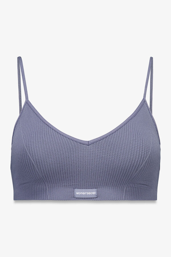 Women'secret Top triangular xadrez azul claro NATURAL azul