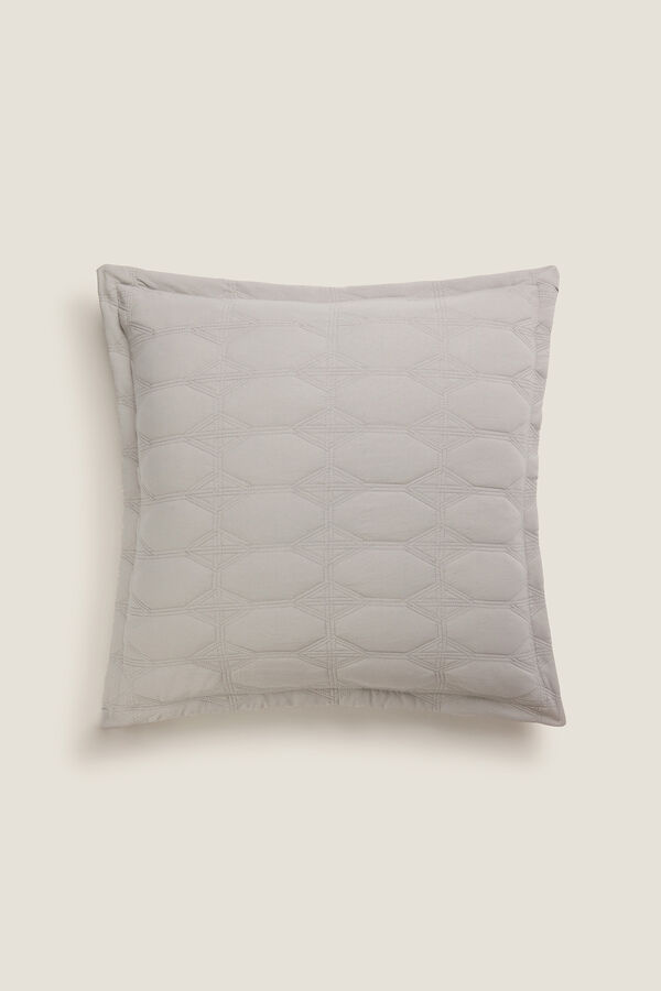 Textura Capa de almofada acolchoada geom&eacute;trica cinzento