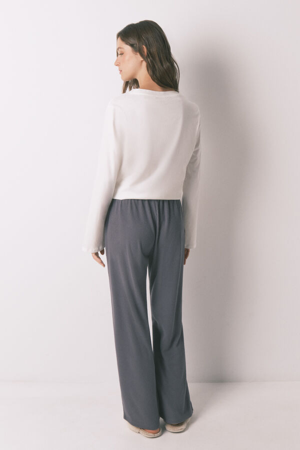 Women'secret Pantal&oacute;n largo polar suave textura gris gris
