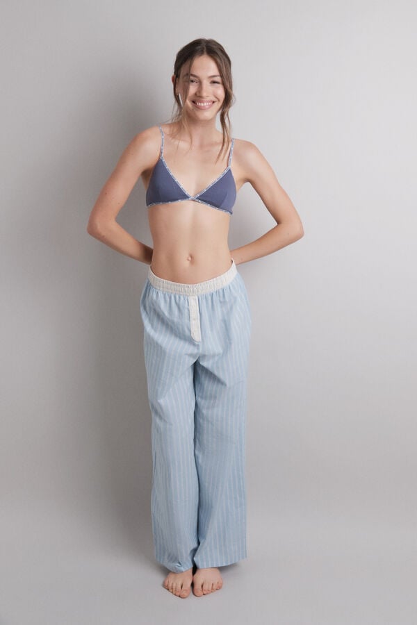 HI&BYE Soutien triangular de algodão azul com copas removíveis azul