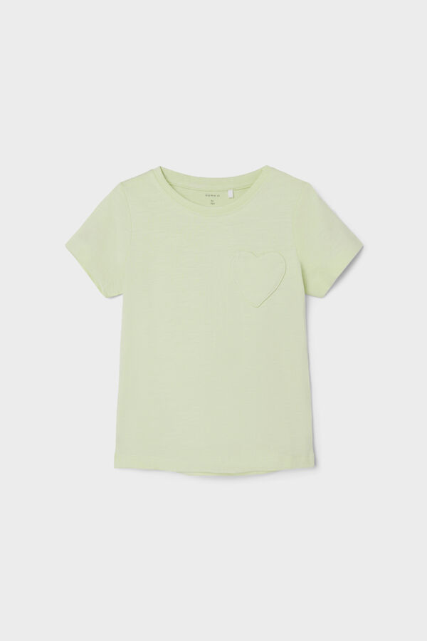 Womensecret Camiseta de niña de manga corta con detalle bolsillo verde