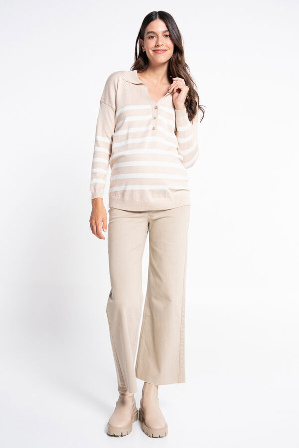 Ohma! culotte jeans pr&eacute;-mam&atilde; castanho