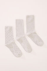 Women'secret Pack 3 calcetines altos gris lurex  estampado