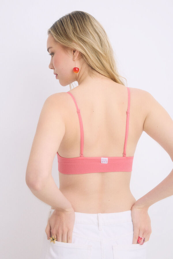 HI&BYE top rosa enchimento com copas remov&iacute;veis rosa