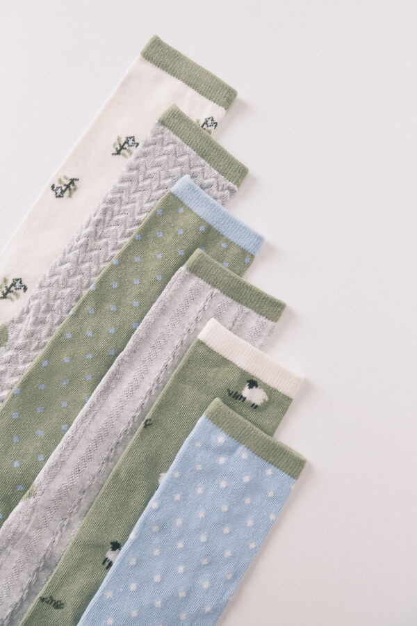 Women'secret Pack 6 calcetines largos algod&oacute;n ovejas   estampado