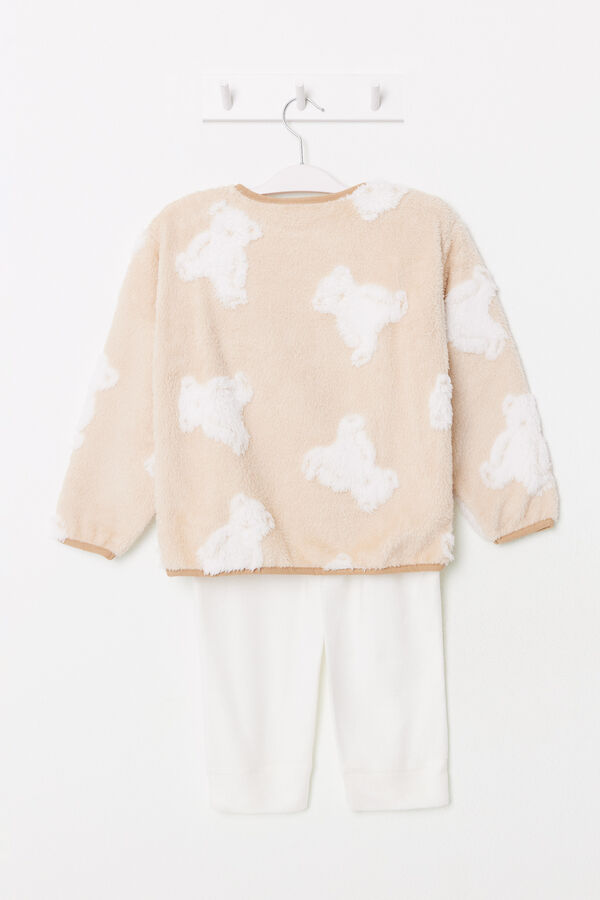 Women'secret Pijama polar longo infantil com ursos jacquard vermelho