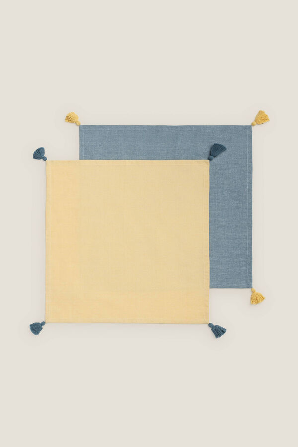 Womensecret Set 2 servilletas borlas algodón 45x45cm. amarillo