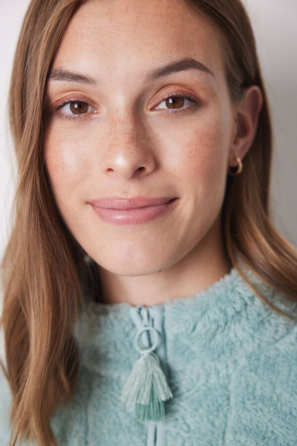 Women'secret Robe curto de pele verde fofo verde