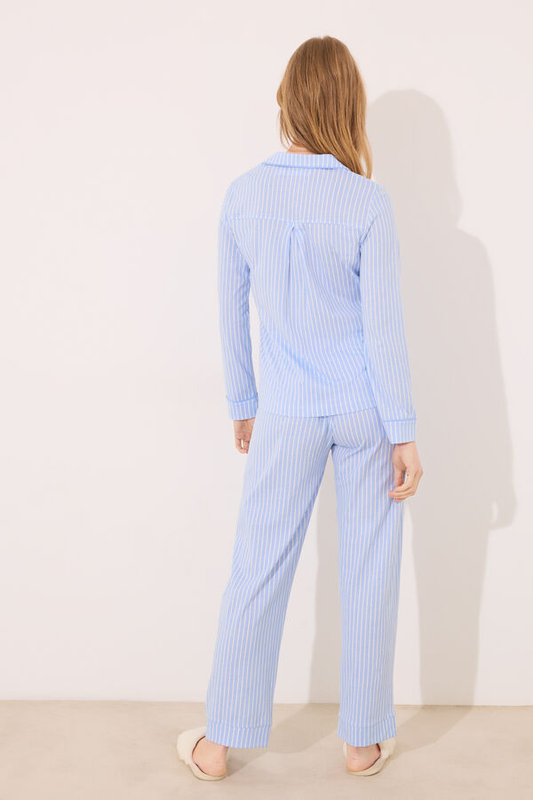 Women'secret Pijama largo camisero "mam&aacute;" 100% algod&oacute;n rayas azul
