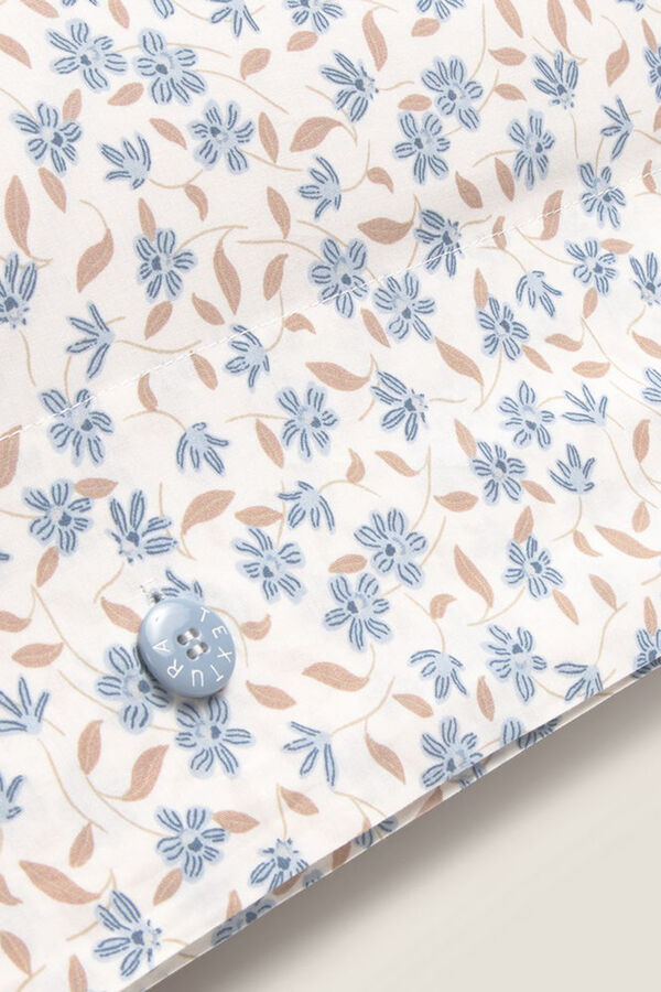 Textura Capa de almofada de algod&atilde;o com flores azul