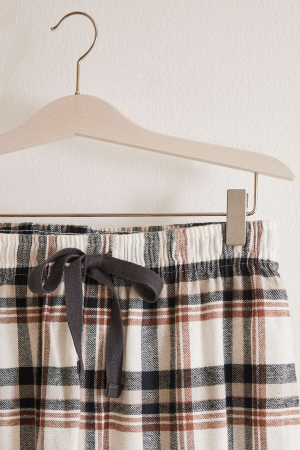 Women'secret Pijama largo hombre 100% algod&oacute;n cuadros marfil