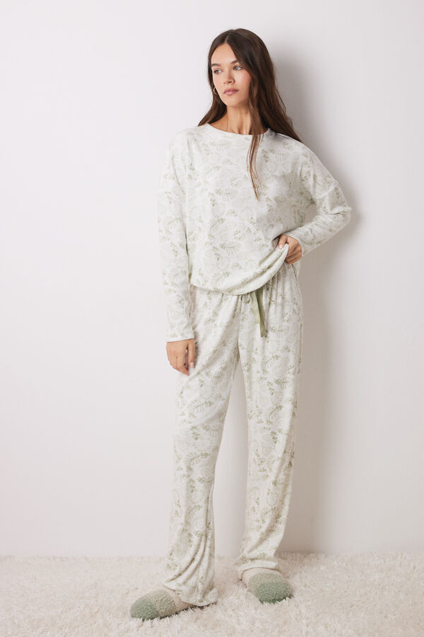 Women'secret Pijama longo de veludo verde verde