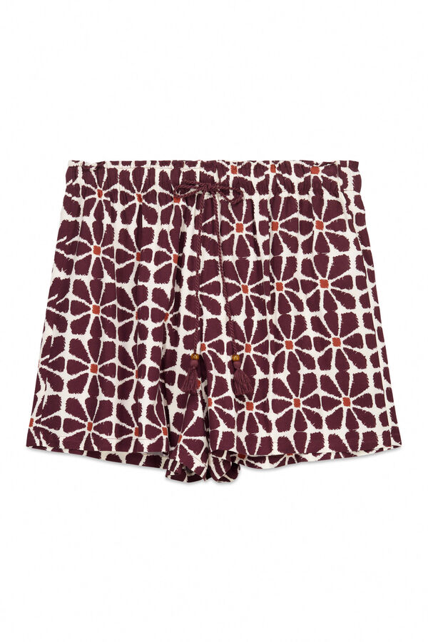 Women'secret Pantal&oacute;n corto viscosa estampado flores burdeos