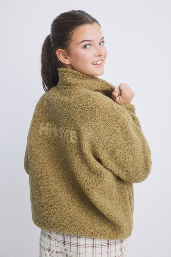 HI&BYE Sweatshirt cropped c&aacute;qui borrego bege