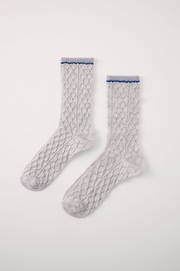 Women'secret Calcetines largos gris lurex gris