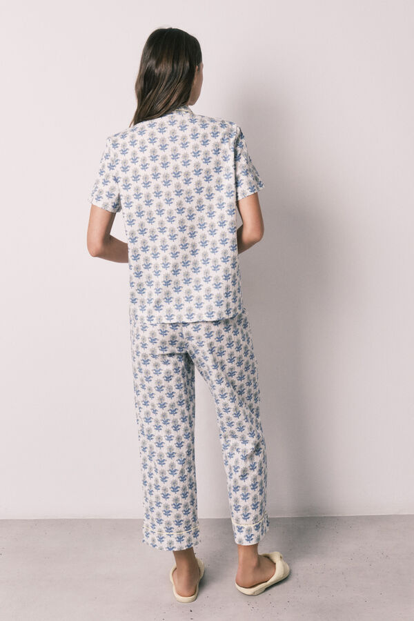 Women'secret Pijama camisero Capri algod&oacute;n estampado estampado