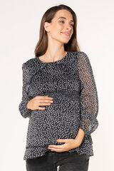 Ohma! Blusa lactancia georgette estampada negro