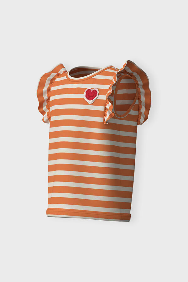 Name it Camiseta ni&ntilde;a sin mangas de rayas naranja