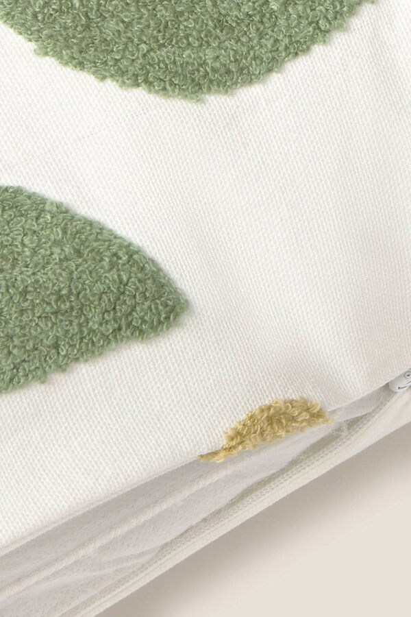 Textura Capa de almofada com folhas bordadas branco