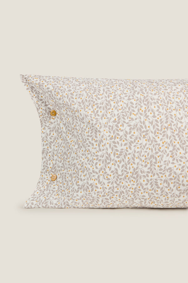 Textura Funda almohada algod&oacute;n sostenible hojas amarillo
