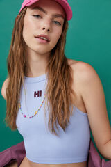 HI&BYE Crop top halter sem costuras branco azul