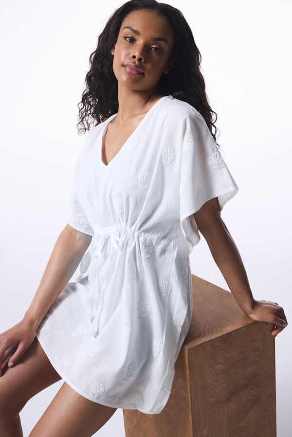 Penti Caftan de praia branco curto bege