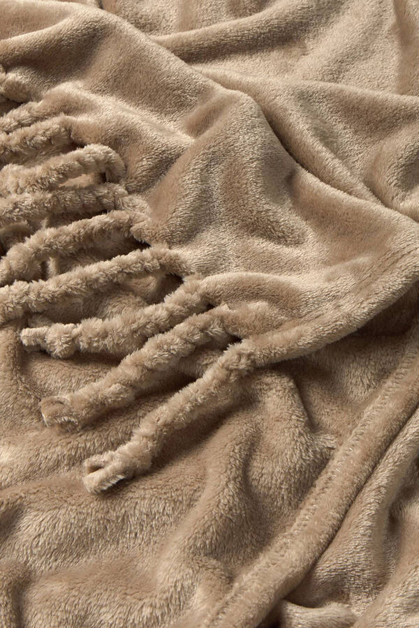 Textura Manta polar flecos marr&oacute;n