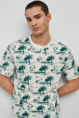 Gisela Pijama curto para homem com estampado Snoopy branco