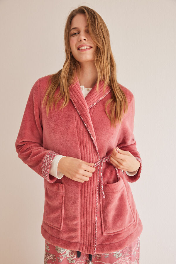 Womensecret Robe rosa cruzado polar  rosa