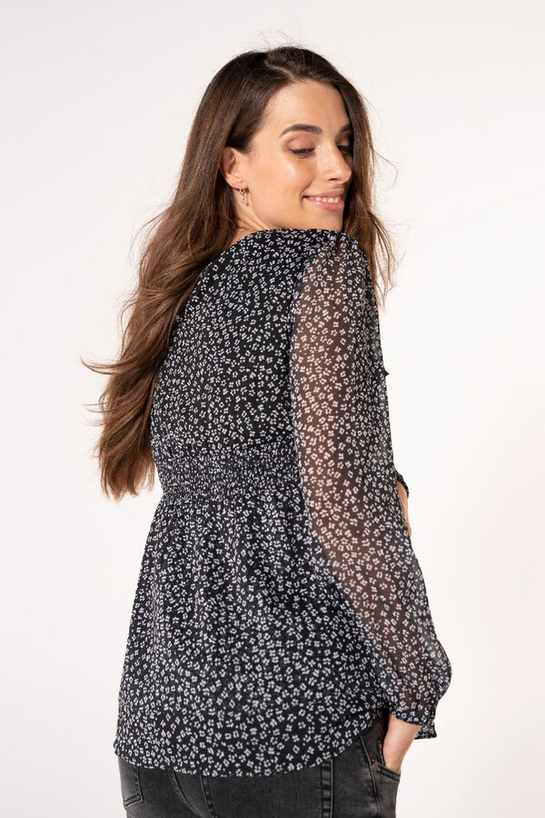 Ohma! Blusa lactancia georgette estampada negro