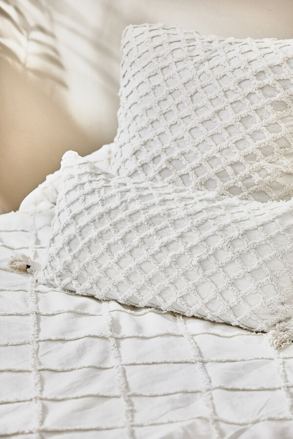 Calma House Capa de almofada com relevo de diamante branco real branco