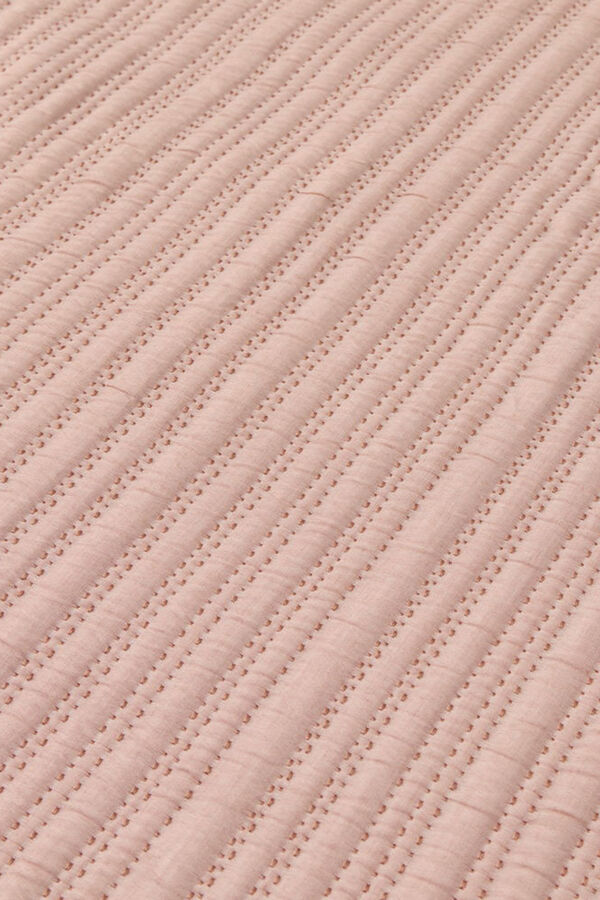 Textura Edredom liso reversível com costura rosa