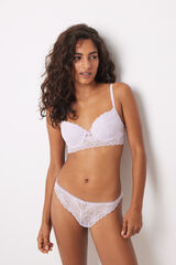 Women'secret Tanga cl&aacute;sica encaje lila morado/lila