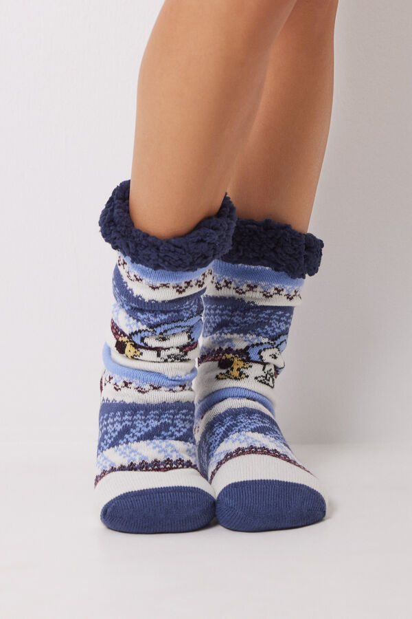 Women'secret Calcetines tricot borreguito Snoopy estampado