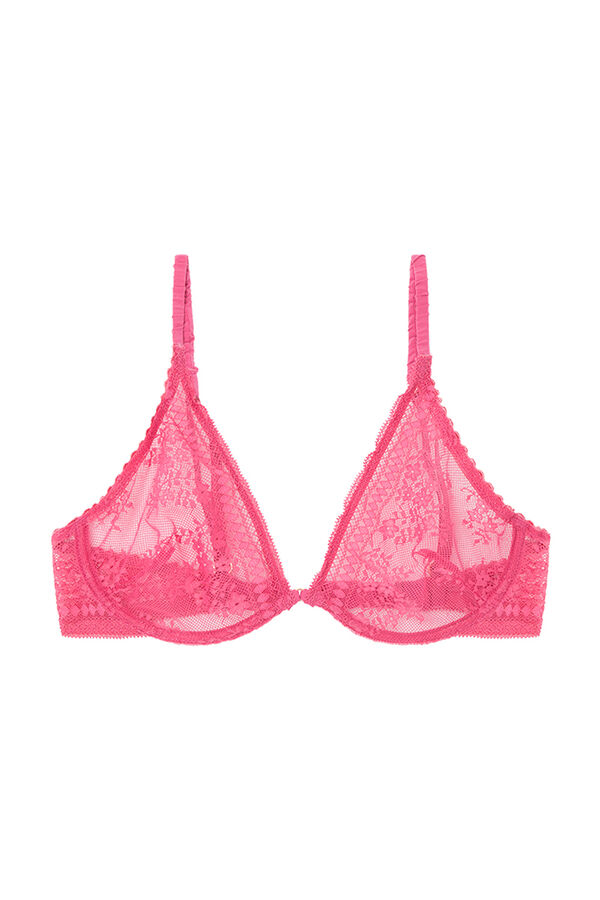 Women'secret Soutien halter enchimento renda f&uacute;csia rosa