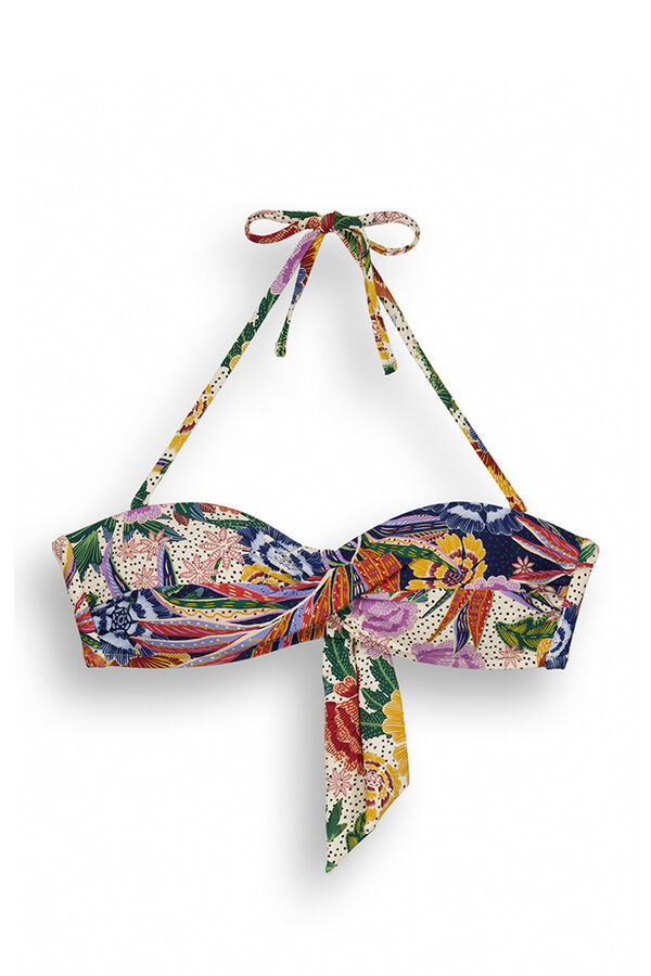 Women'secret Top bikini bandeau relleno tropical estampado