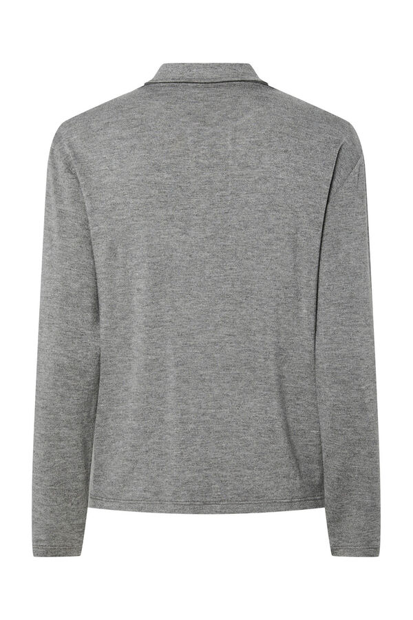 Pieces Jersey punto estilo polo para mujer gris