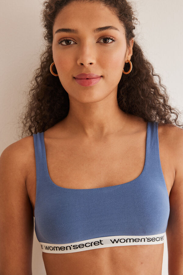 Women'secret Top algod&atilde;o logo azul azul