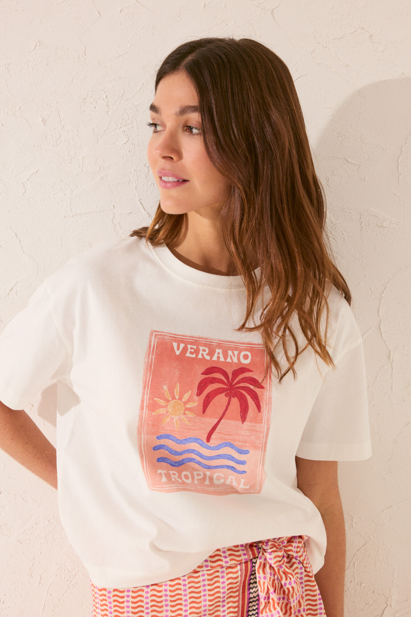 Women'secret Camiseta boxy 100% algod&oacute;n blanco