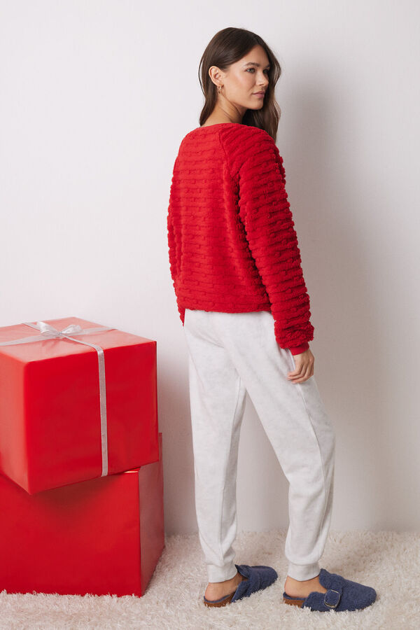 Women'secret Pijama de p&ecirc;lo comprido e polar vermelho