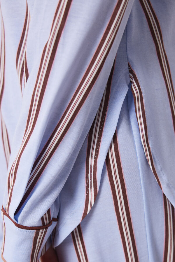 Women'secret Pijama camisa longa 100% algod&atilde;o riscas azul